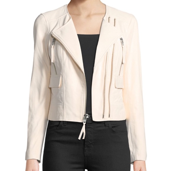 JOIE Vivianette Pink Genuine Lamb Leather Jacket - Picture 10 of 11